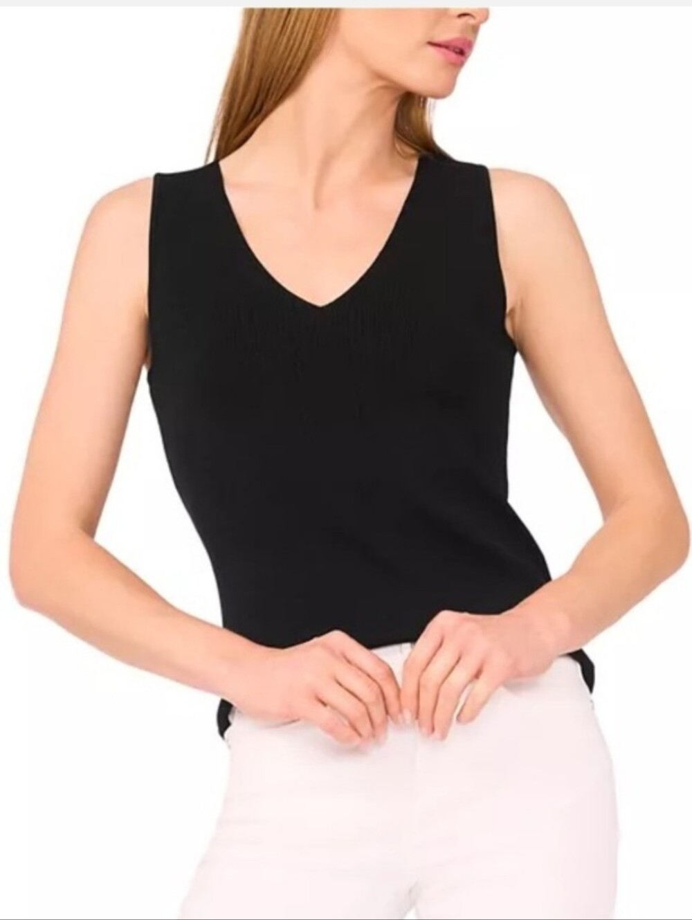 Ted Baker Black V-Neck Ribbed Tank, NWT